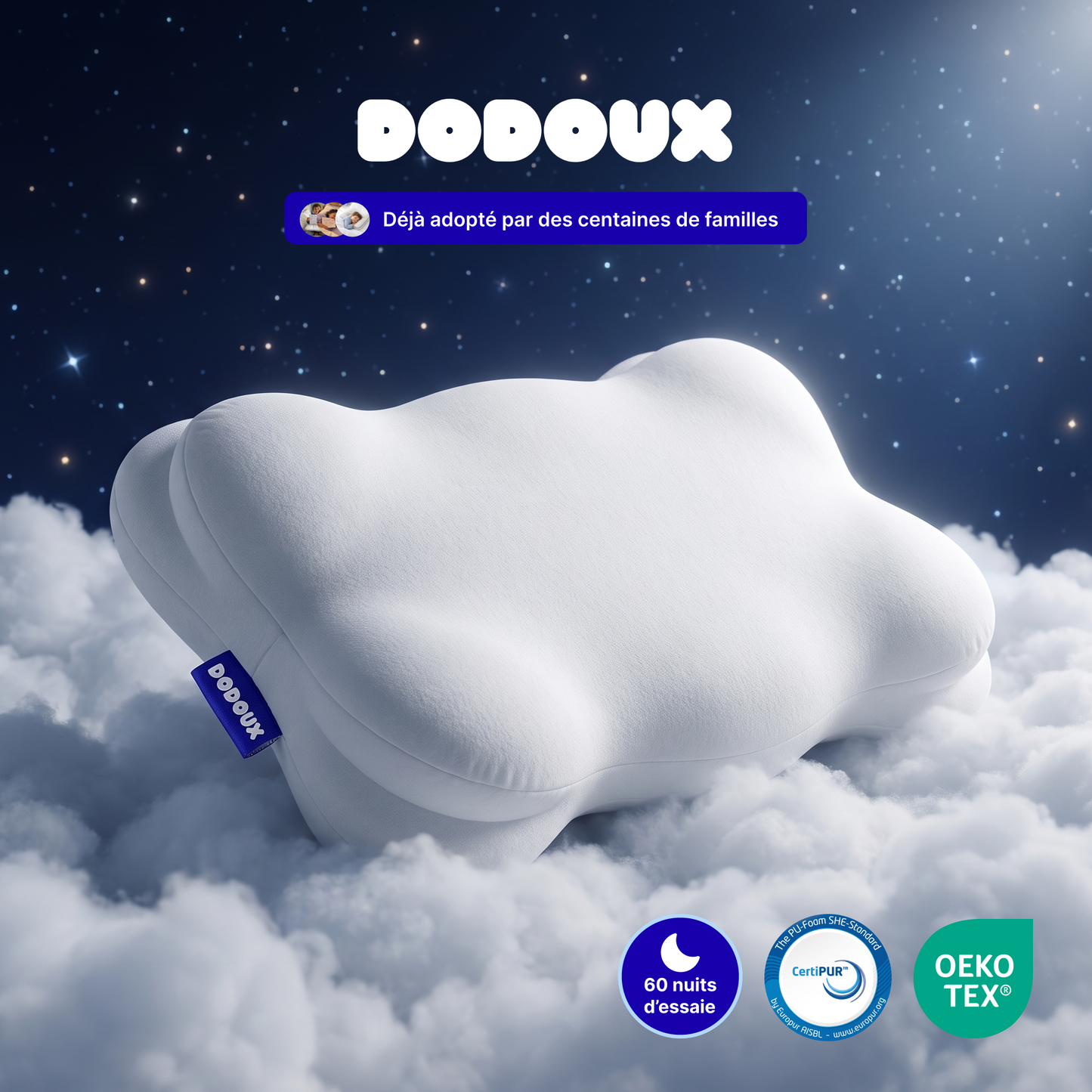 Le Nuage Dodoux Oreiller Ergonomique Adulte à Mémoire de Forme